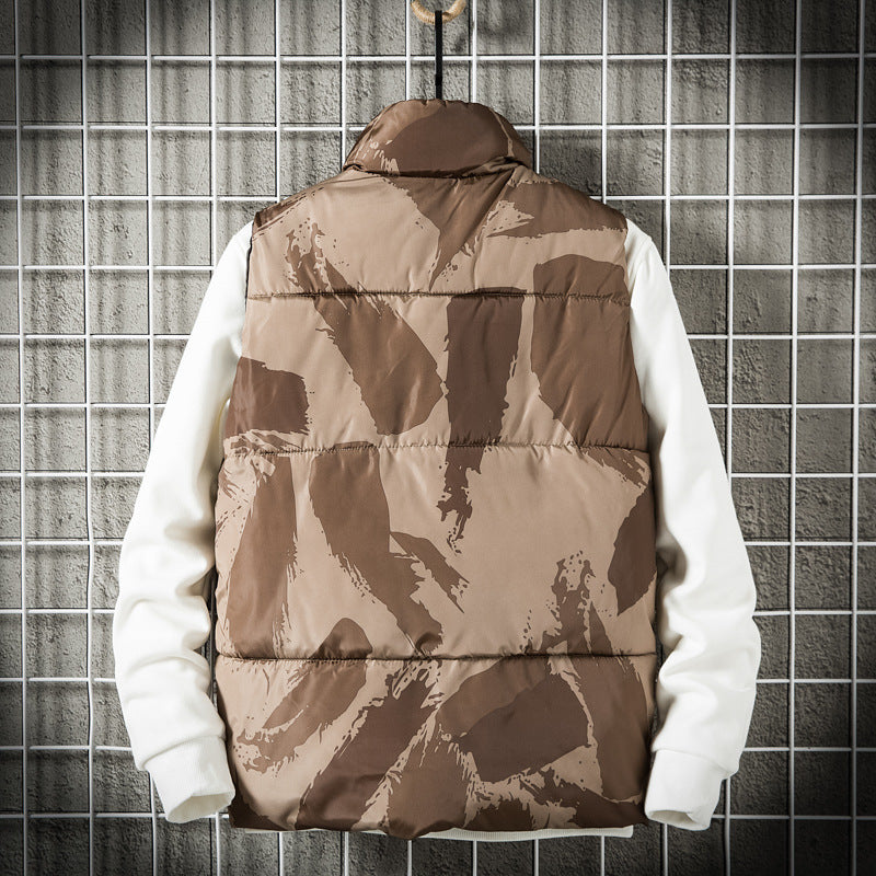 Men's  Camo Stand Collar Vest Jacket