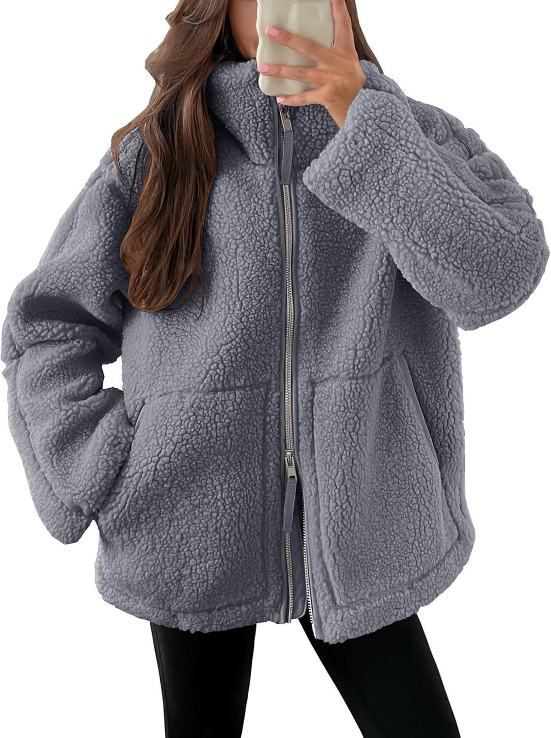 Lapel Zip-up Fleece Jacket