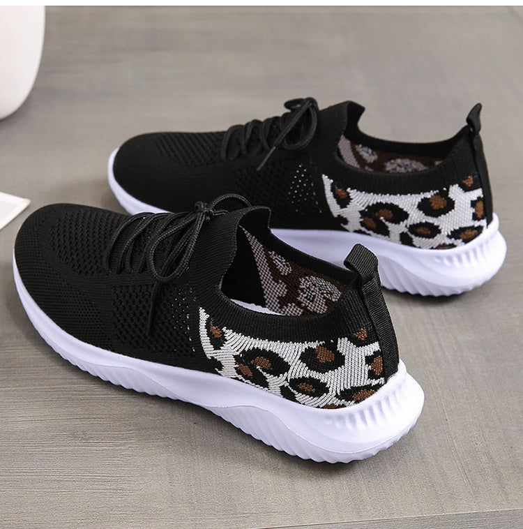 Women Leopard Print Lace-up Sneakers