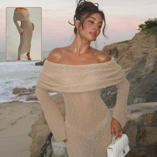 Dale One-shoulder Knitted Long-sleeved Dress