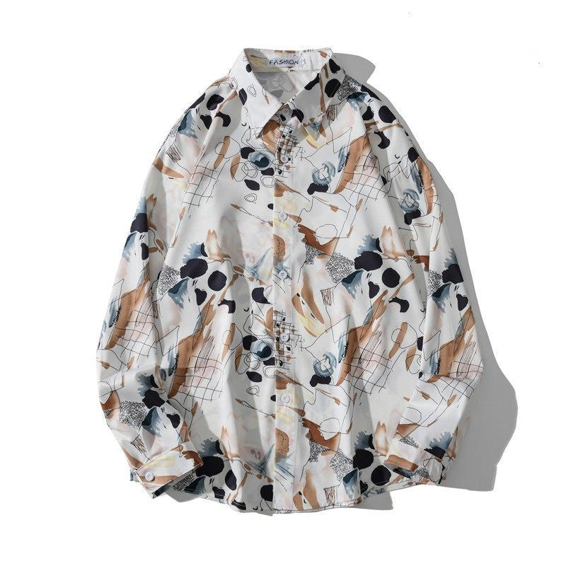 Robel Draped Oil Print Shirt