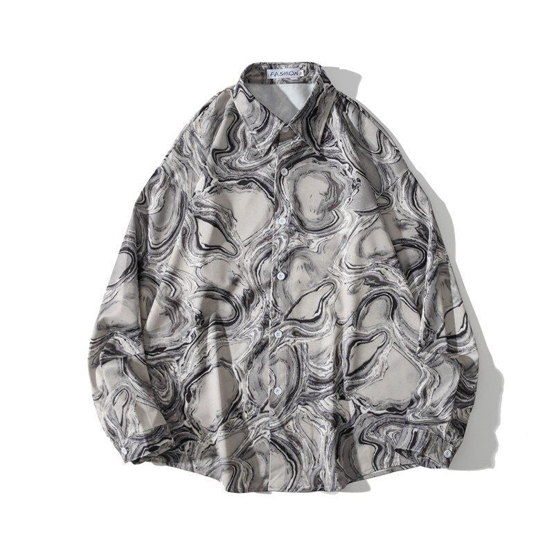 Robel Draped Oil Print Shirt