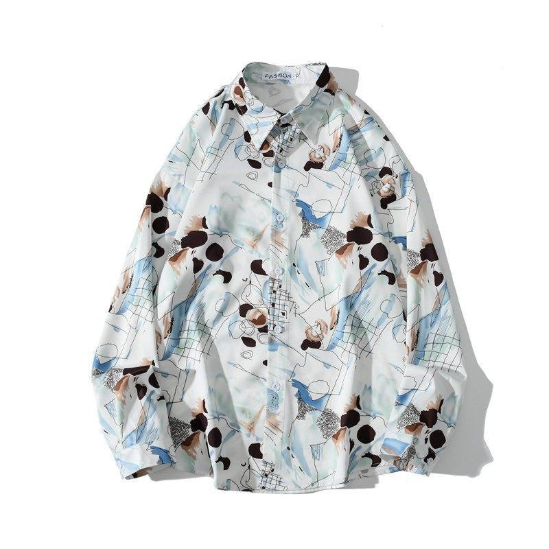 Robel Draped Oil Print Shirt