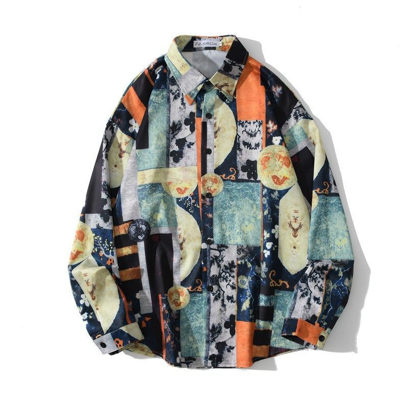 Robel Draped Oil Print Shirt