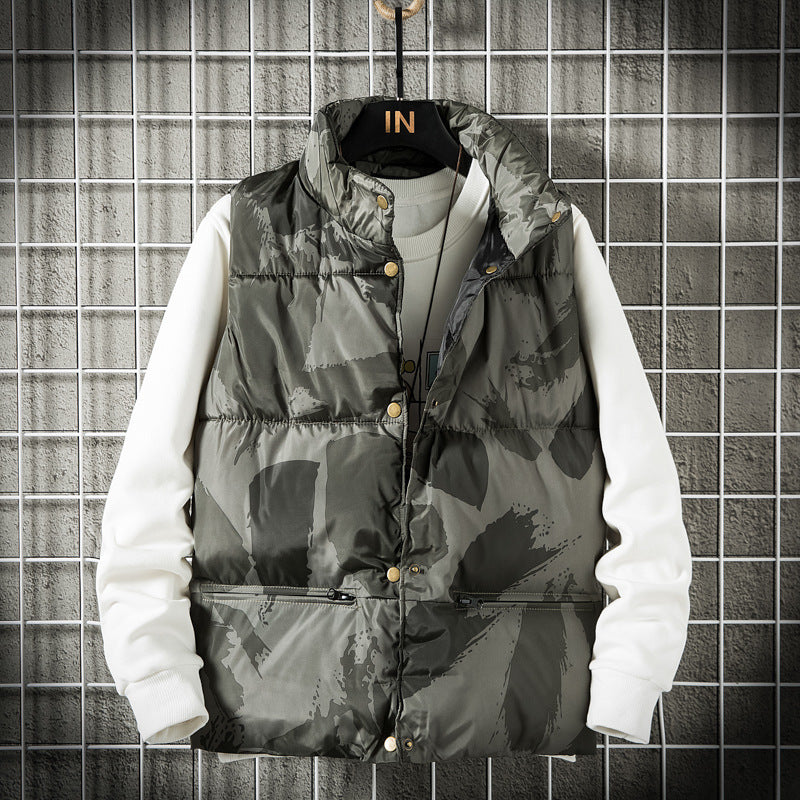 Men's  Camo Stand Collar Vest Jacket