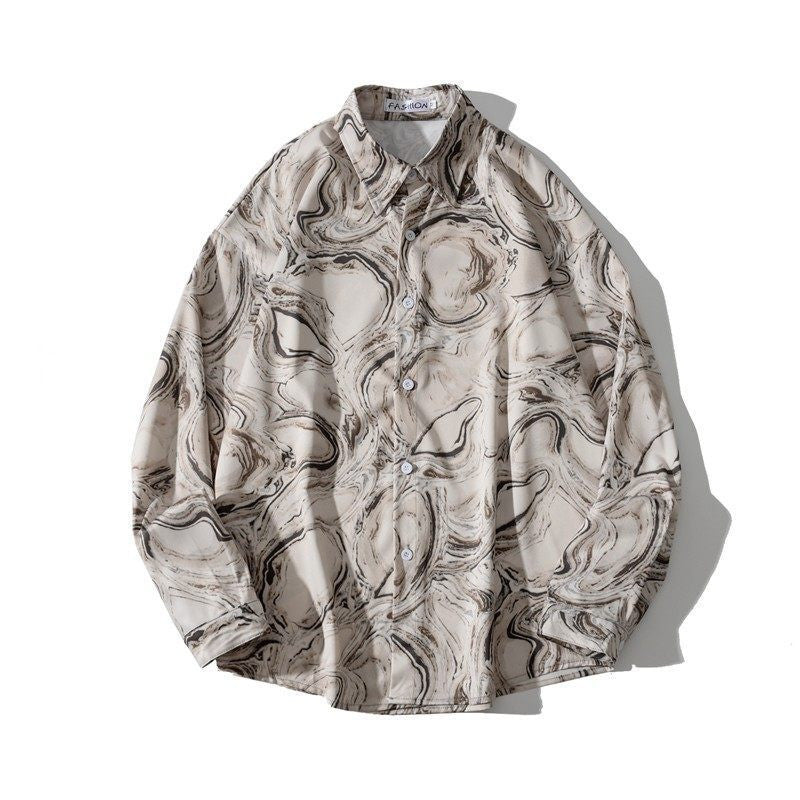 Robel Draped Oil Print Shirt