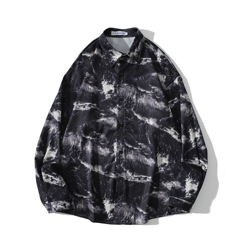 Robel Draped Oil Print Shirt