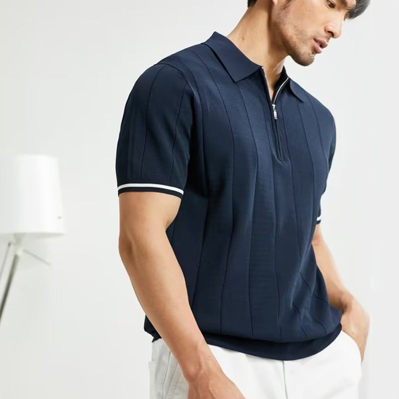 Polo Lapel Zipper T-shirt