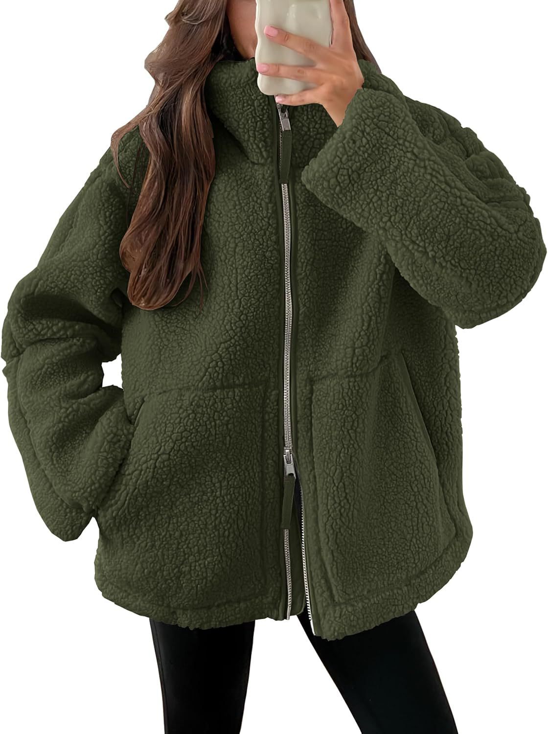 Lapel Zip-up Fleece Jacket