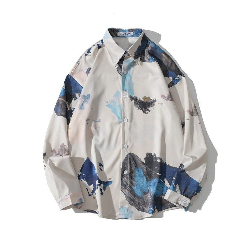 Robel Draped Oil Print Shirt