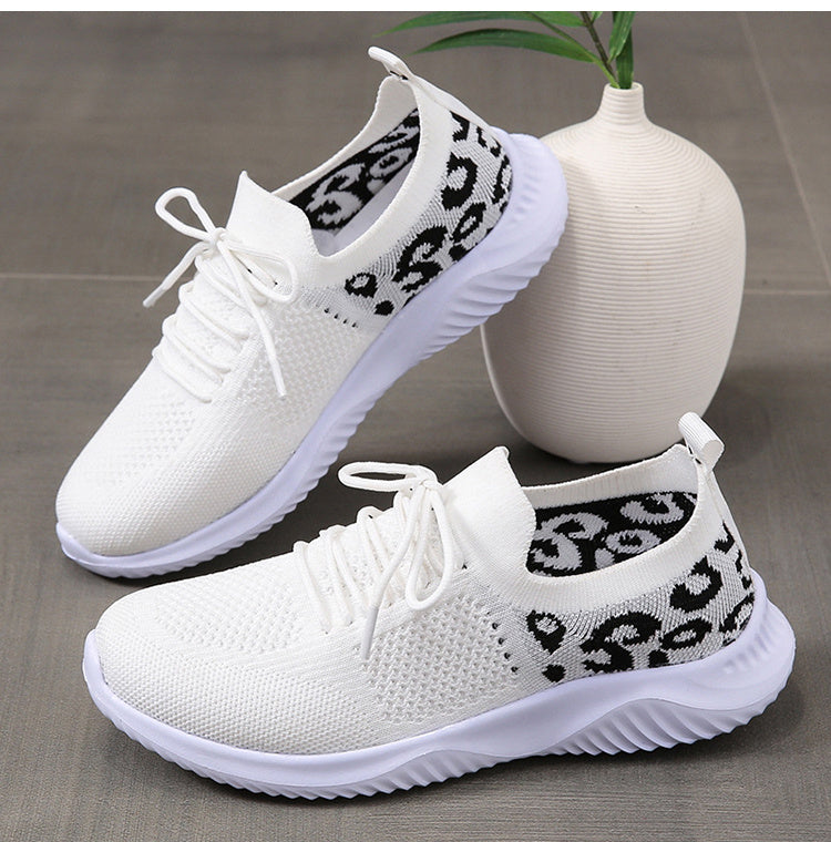 Women Leopard Print Lace-up Sneakers