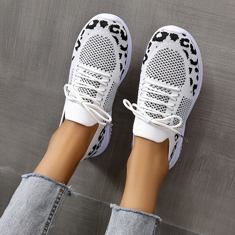 Women Leopard Print Lace-up Sneakers