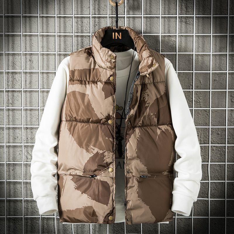 Men's  Camo Stand Collar Vest Jacket