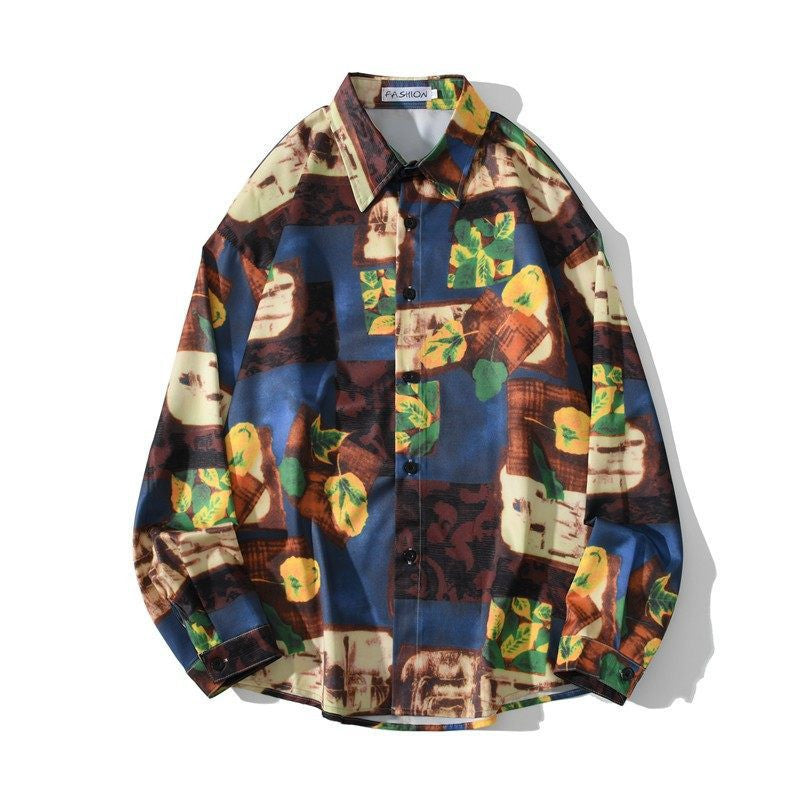 Robel Draped Oil Print Shirt